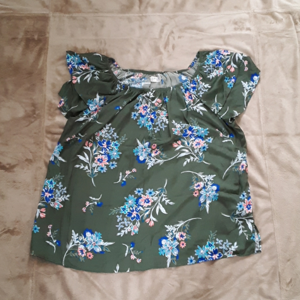 Olive Floral Shirt